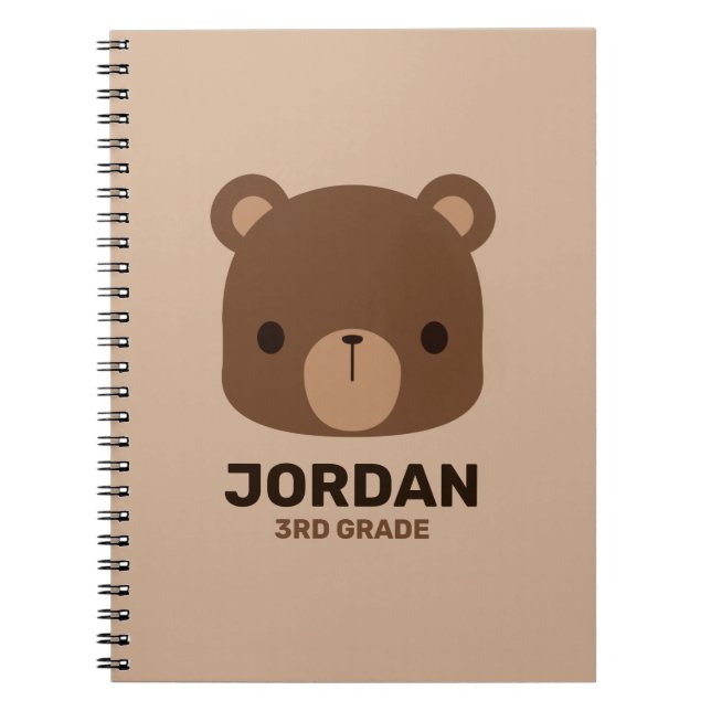 Cute Little Brown Bear med Personlig Namn Note Anteckningsbok (Framsidan)