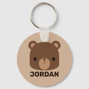 Cute Little Brown Bear med Personlig Namn Nyckelring