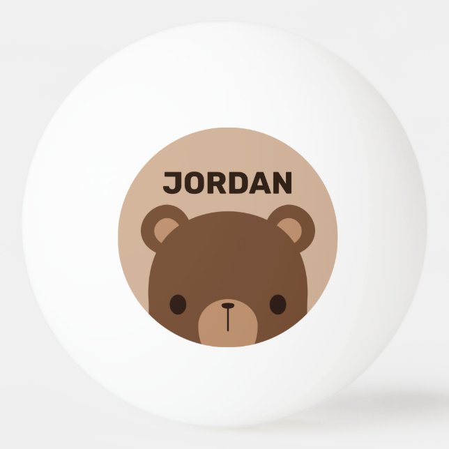 Cute Little Brown Bear med Personlig Namn Pingisboll (Framsidan)