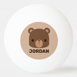 Cute Little Brown Bear med Personlig Namn Pingisboll