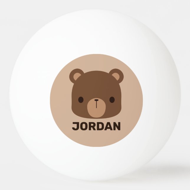 Cute Little Brown Bear med Personlig Namn Pingisboll (Framsidan)