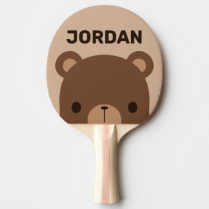 Cute Little Brown Bear med Personlig Namn Pingisracket