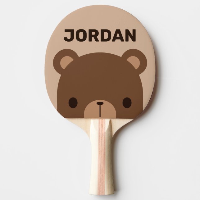 Cute Little Brown Bear med Personlig Namn Pingisracket (Framsidan)