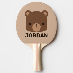 Cute Little Brown Bear med Personlig Namn Pingisracket