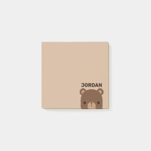 Cute Little Brown Bear med Personlig Namn Post-it Block