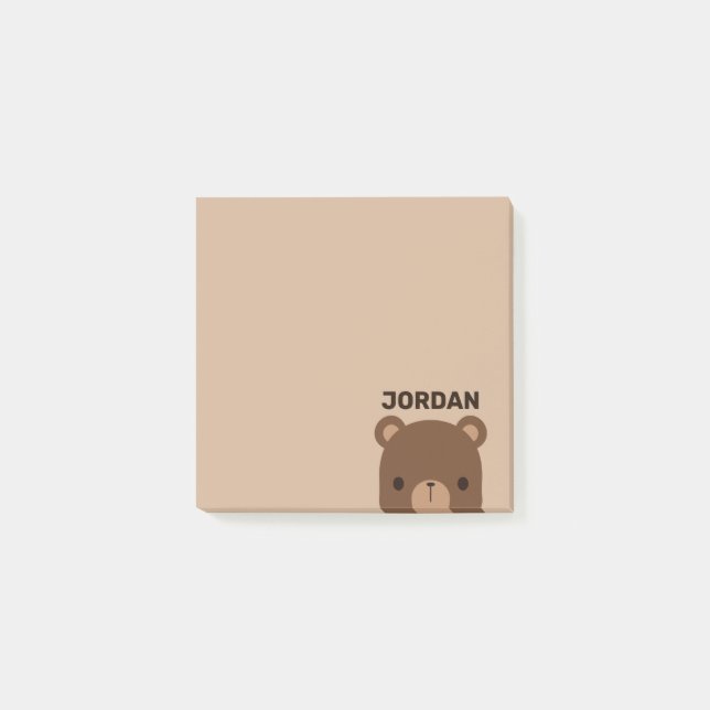 Cute Little Brown Bear med Personlig Namn Post-it Block (Framsida)