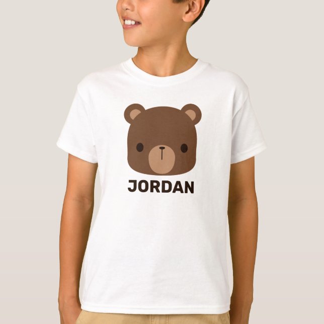 Cute Little Brown Bear med Personlig Namn T Shirt (Framsida)