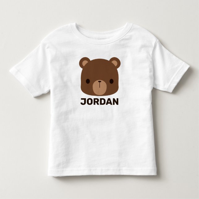 Cute Little Brown Bear med Personlig Namn T Shirt (Framsida)