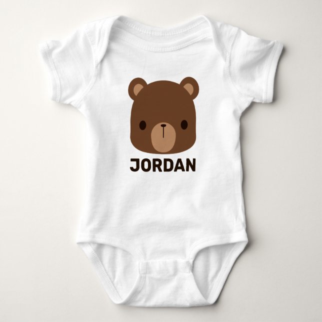 Cute Little Brown Bear med Personlig Namn T Shirt (Framsida)