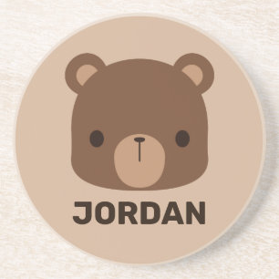Cute Little Brown Bear med Personlig Namn Underlägg