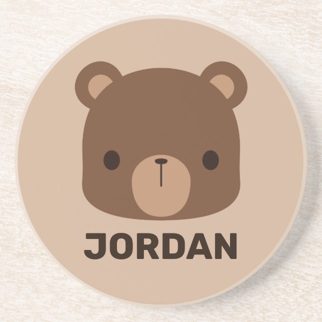 Cute Little Brown Bear med Personlig Namn Underlägg (Framsidan)