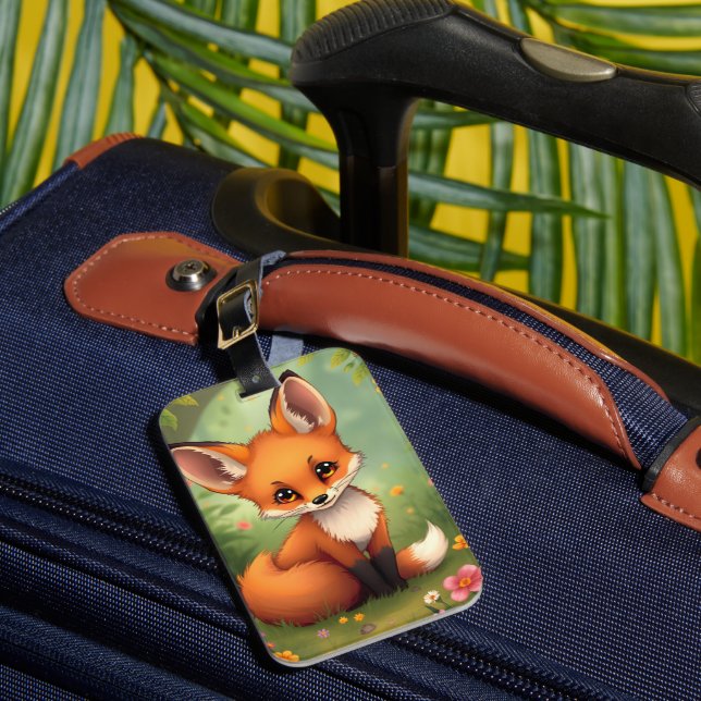 Cute Little brunfox i skog Bagagebricka (Framsida Insitu 1)