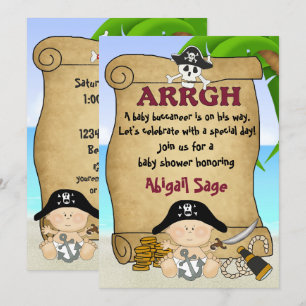 Cute Little Buccaneer Pirat Baby Shower Inbjudningar