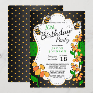 Cute Little Bumble Birthday Bes Inbjudningar