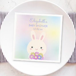 Cute Little Bunny & Flowers Flicka Shower Party Pappersservett