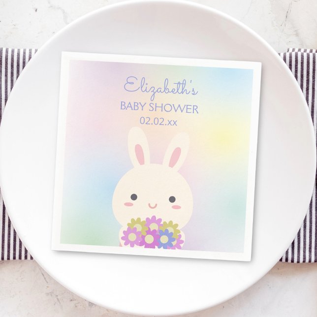 Cute Little Bunny & Flowers Flicka Shower Party Pappersservett (Skapare uppladdad)