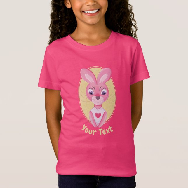 Cute Little bunny Girl tecknad T Shirt (Framsida)