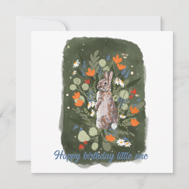 Cute Little bunny med blommor, illustration (Framsida)