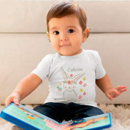 Cute Little bunny med blommor personlig Girl T Shirt