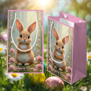 Cute Little bunny omgiven av blommor, barn