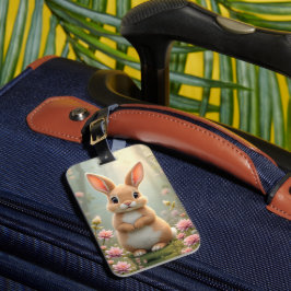 Cute Little bunny omgiven av blommor, barn Bagagebricka