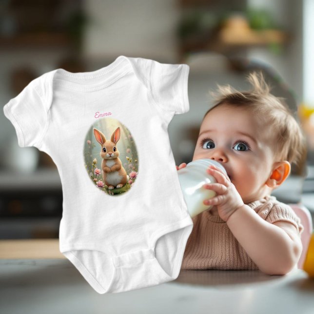 Cute Little bunny omgiven av blommor, barn T Shirt (Skapare uppladdad)