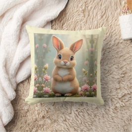 Cute Little bunny omgiven av blommor Kudde