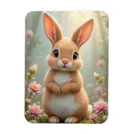 Cute Little bunny omgiven av blommor Magnet