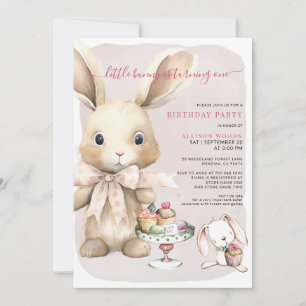 Cute Little Bunny Rabbit First Birthday Inbjudningar