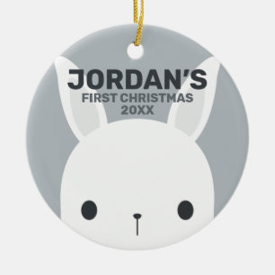 Cute Little Bunny Rabbit Första jul Julgransprydnad Keramik
