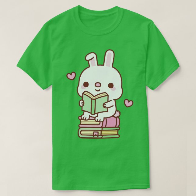 Cute Little Bunny Rabbit Kärlek to Read Bokar T Shirt (Design framsida)