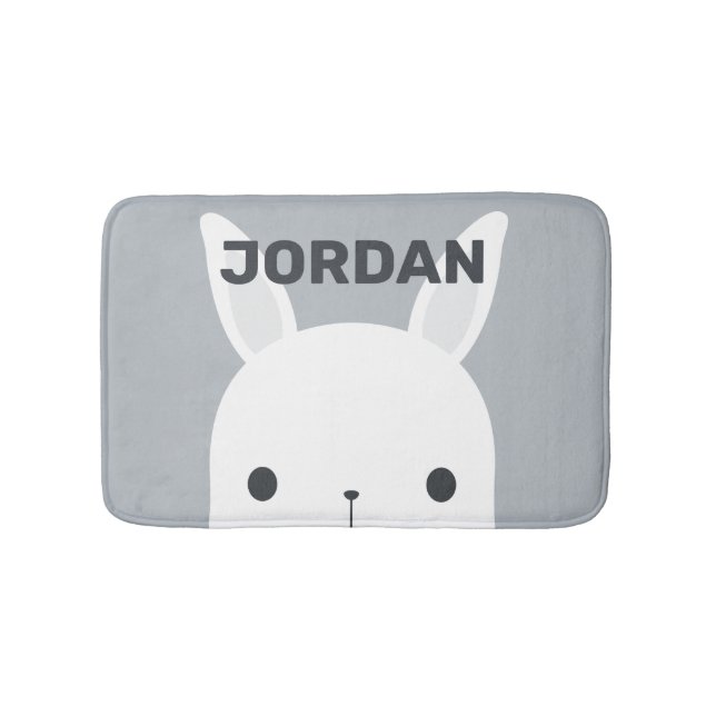 Cute Little Bunny Rabbit med Personlig Namn Badrumsmatta (Framsidan)