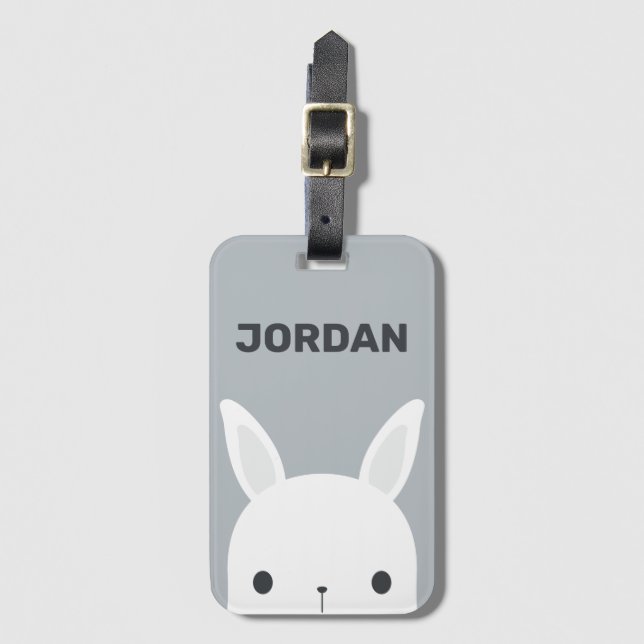 Cute Little Bunny Rabbit med Personlig Namn Bagagebricka (Framsida vertikal)