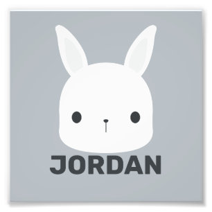 Cute Little Bunny Rabbit med Personlig Namn Fototryck