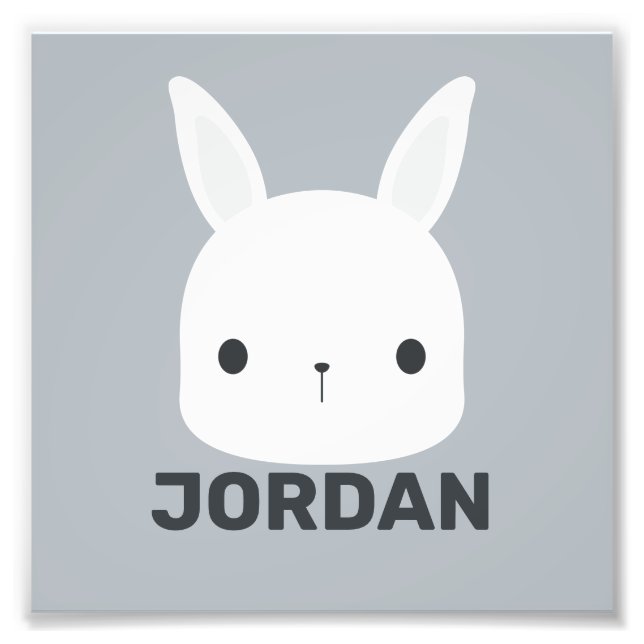 Cute Little Bunny Rabbit med Personlig Namn Fototryck (Framsidan)