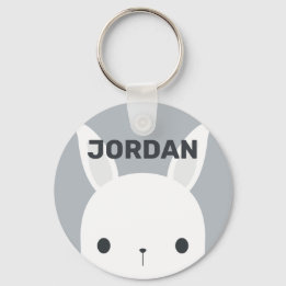 Cute Little Bunny Rabbit med Personlig Namn Nyckelring