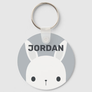 Cute Little Bunny Rabbit med Personlig Namn Nyckelring