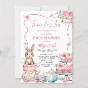 Cute Little Bunny Rabbit Tea Party Baby Shower Inbjudningar