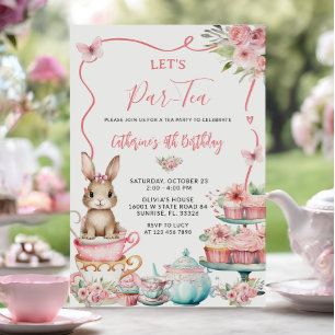 Cute Little Bunny Rabbit Tea Party Birthday Inbjudningar