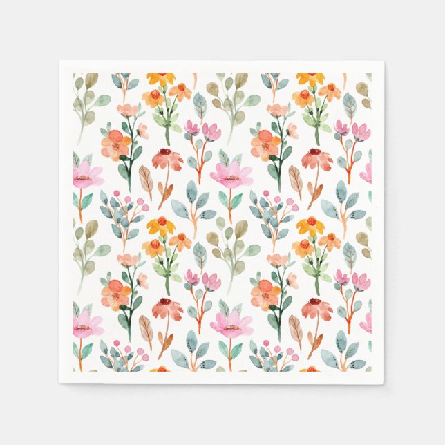 Cute Little Bunny Wildblomme Baby Shower Pappersservett (Framsidan)