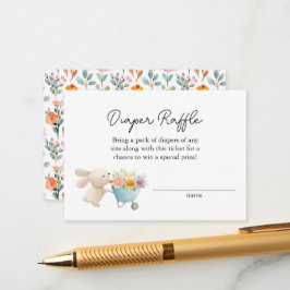 Cute Little Bunny Wildblommor Diaper Raffle Tilläggskort