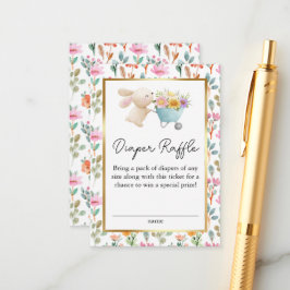 Cute Little Bunny Wildblommor Diaper Raffle Tilläggskort