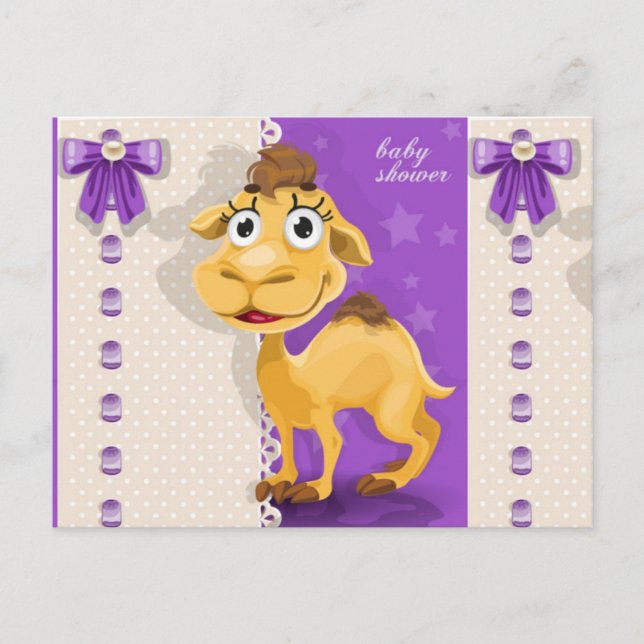 Cute Little Camel Baby Shower Inbjudan Vykort (Framsida)