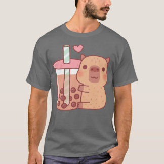 Cute Little Capybara Hugs Bubble Tea 1 T Shirt