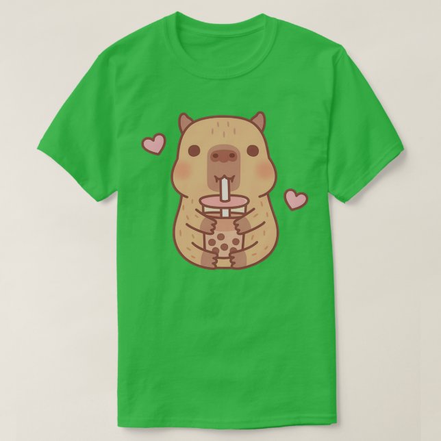 Cute Little Capybara Kärlek Bubble Tea T Shirt (Design framsida)