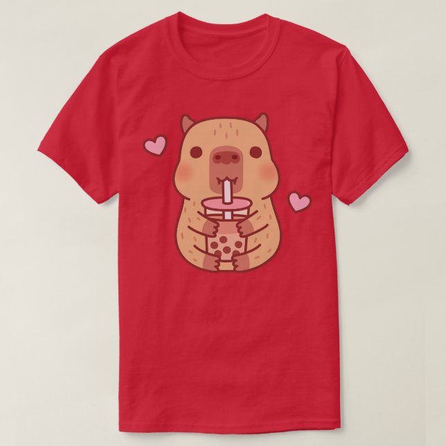 Cute Little Capybara Kärlek Bubble Tea T Shirt (Design framsida)