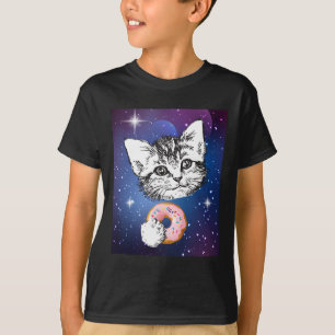 Cute Little Cat åt en öring i ett rymddjur T Shirt