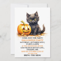 Cute Little Cat Happy halloween-inbjudningar