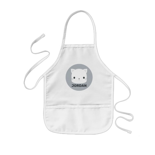 Cute Little Cat med Personlig Namn Barnförkläde (Framsidan)
