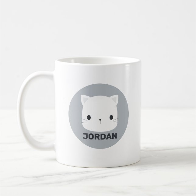 Cute Little Cat med Personlig Namn Kaffemugg (Vänster)